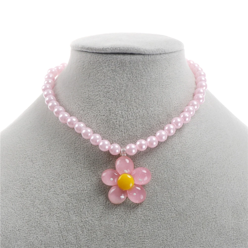 2017 Candy Beads Resin Plastic Kids Jewelry Set For Children Flower Pendants Cute Necklace Bracelet Ring Earrings Baby Jewelry