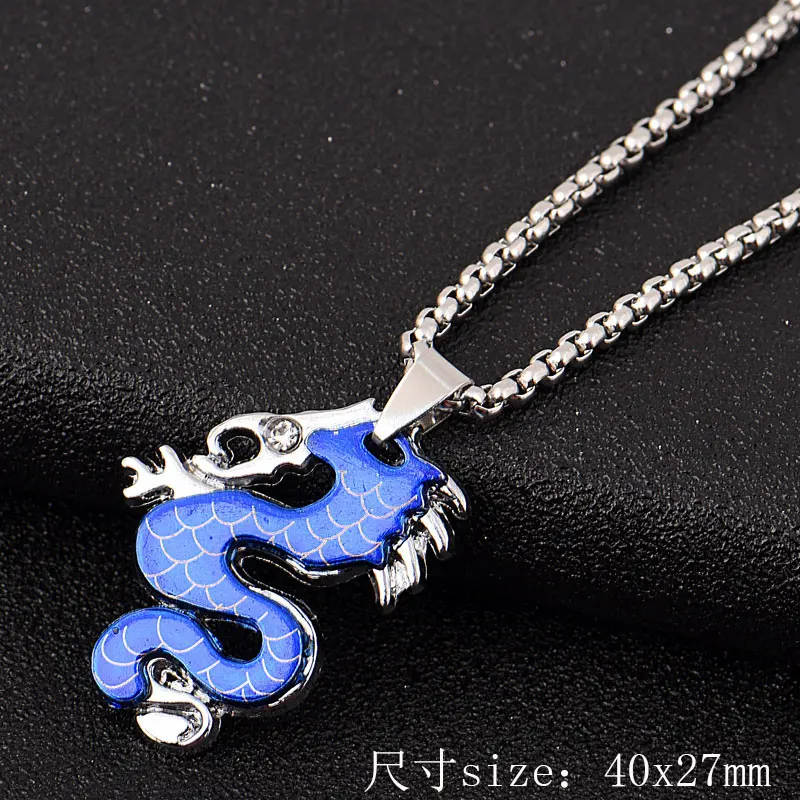 2018 New Fashion Dropshipping Man Stainless Steel Gold Silver Animal Necklace Lion Wolf Tiger Pendant Charm Thick Link Chain