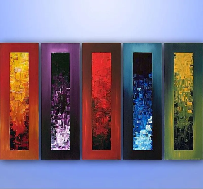 

Hand Painted 5 Panel Painting Bedroom Modern Abstract Graffiti Acrylic Wall Art Canvas Oil Paintings Home Decor Colorful Picture