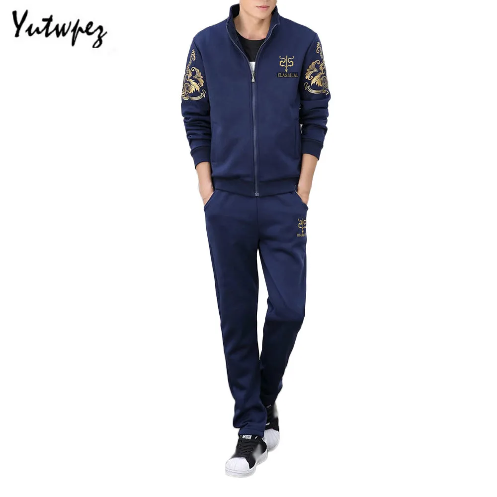 

Mens Set 2PC Zipper Autumn Sportswear Casual Tracksuit Male 2019 Sweatshirt Jacket +Pans Suit Hoodies Moleton Masculino dropship