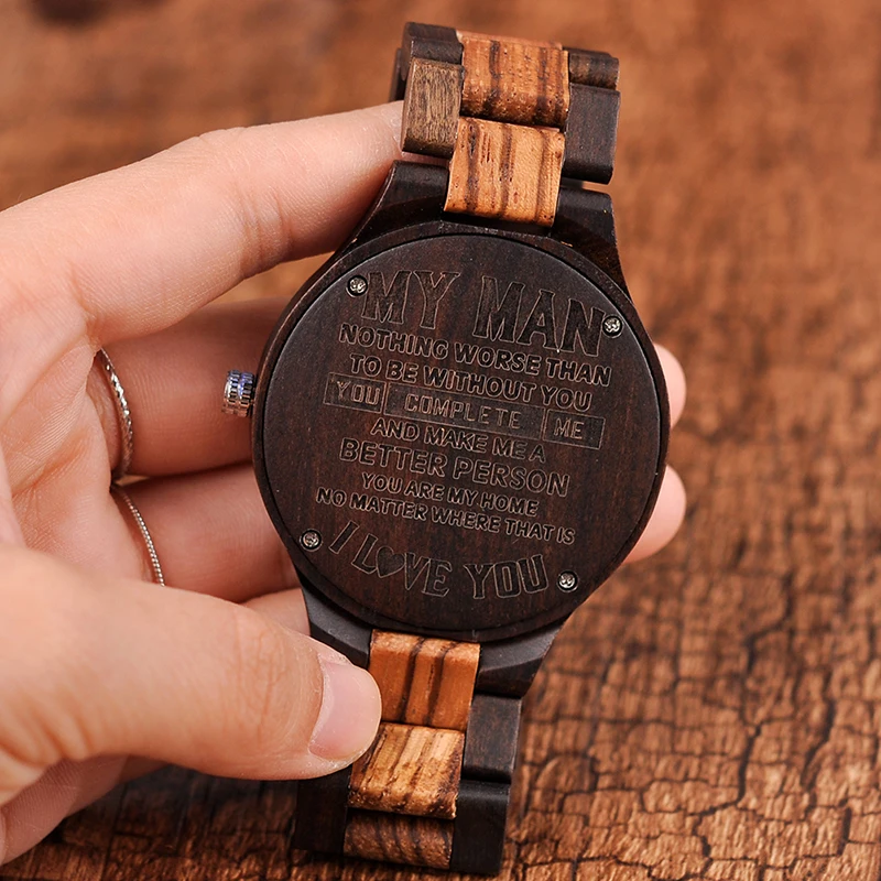 Personalized Wood Watches for Men Anniversary Gift Custom Groomsmen Present Father' Day Gift