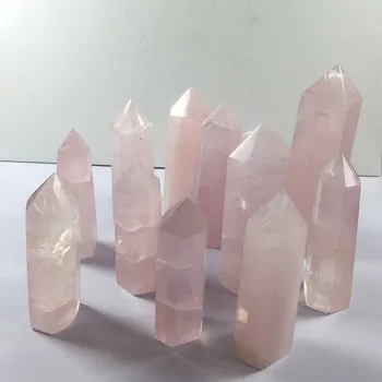 

Wholesale natural pind rose quartz healing single point wand MJP
