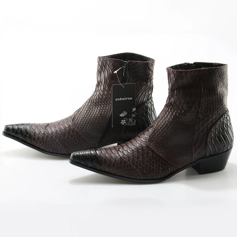Botines Masculino Britânico Boots Branco Botas Ankle Cowboy Choo Marrom Padrão Eunice Cobra De b Preto Homens A Pele Zapatos c Couro Genuíno wxqZzB0Y