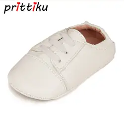 Для маленьких мальчиков девушка белый чёрный; коричневый Туфли без каблуков для первых шагов Prewalker новорожденных Для детей Нескользящие