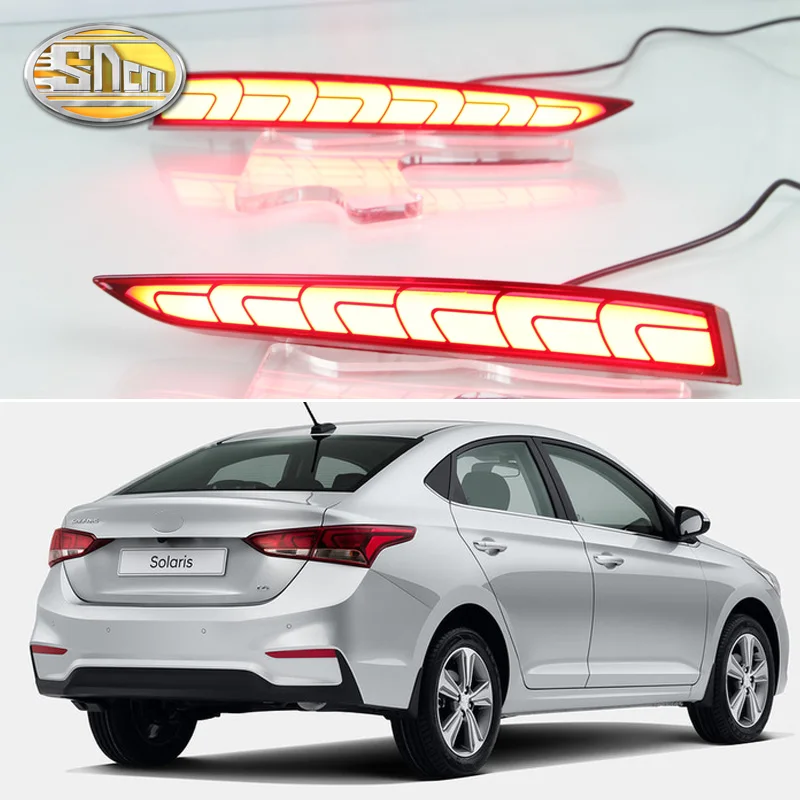 

2PCS For Hyundai Solaris Accent 2017 2018 Multi-functions Car LED Rear Fog Lamp Bumper Light Auto Brake Light Reflector