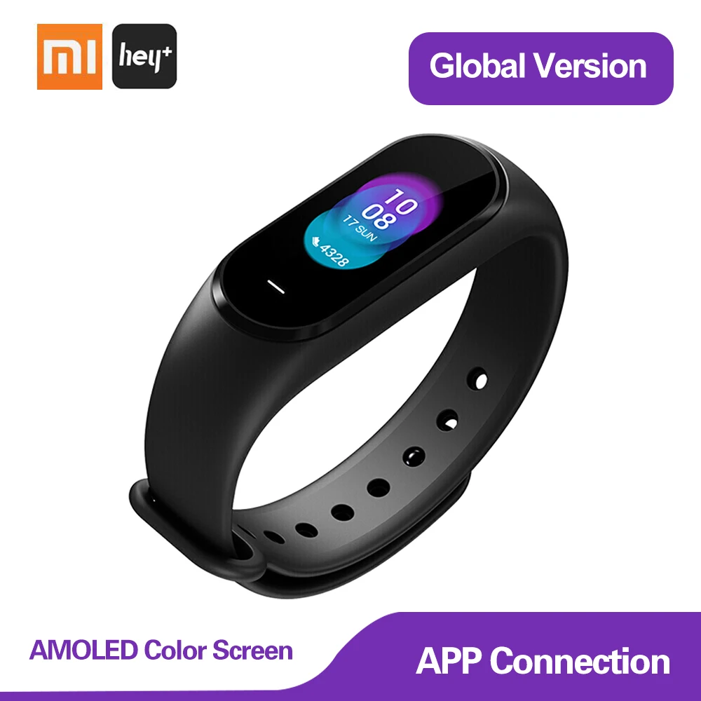 Xiaomi Hey Plus Smartband 0,95 дюймов AMOLED цветной экран встроенный многофункциональный NFC монитор сердечного ритма Эй+ умный браслет для мужчин