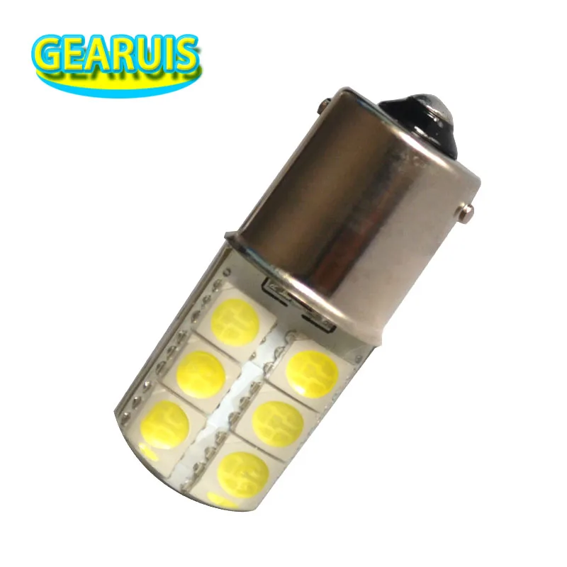 100 шт. P21W S25 1156 BA15S 12 SMD 5050 Светодиодный силиконовый 2 Вт, холодный белый свет 8000 K автомобиля с украшением в виде кристаллов указатель поворота габаритные огни лампы 12 V