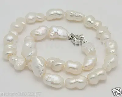 

W&O667 >>Amazing! Natural White Baroque Cultured Pearls Necklace 18