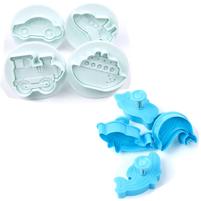 

4 Pcs Missile vehicle,Tank, Armored Car Sample Plastic Cutter DIY Pastry Fondant Cake Sugarcraft Decor Mold Cookies Cutter Tool