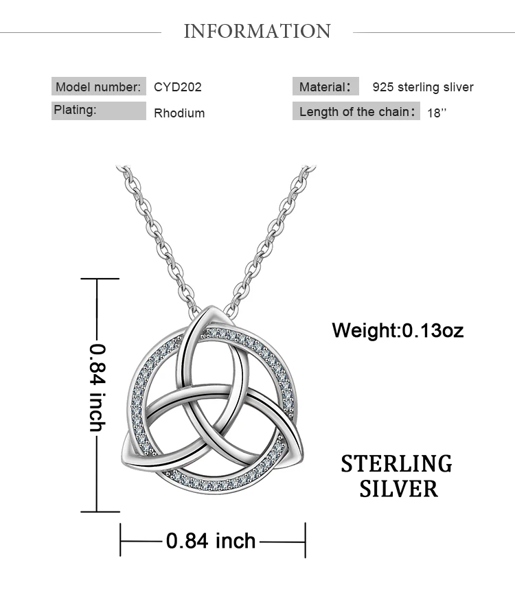 EUDORA, уникальный 925 пробы, серебряный, кельтский, Tiquetra, троичный узел, подвеска, ожерелья, модное ювелирное изделие для мальчиков и девочек, вечерние, подарок, D202