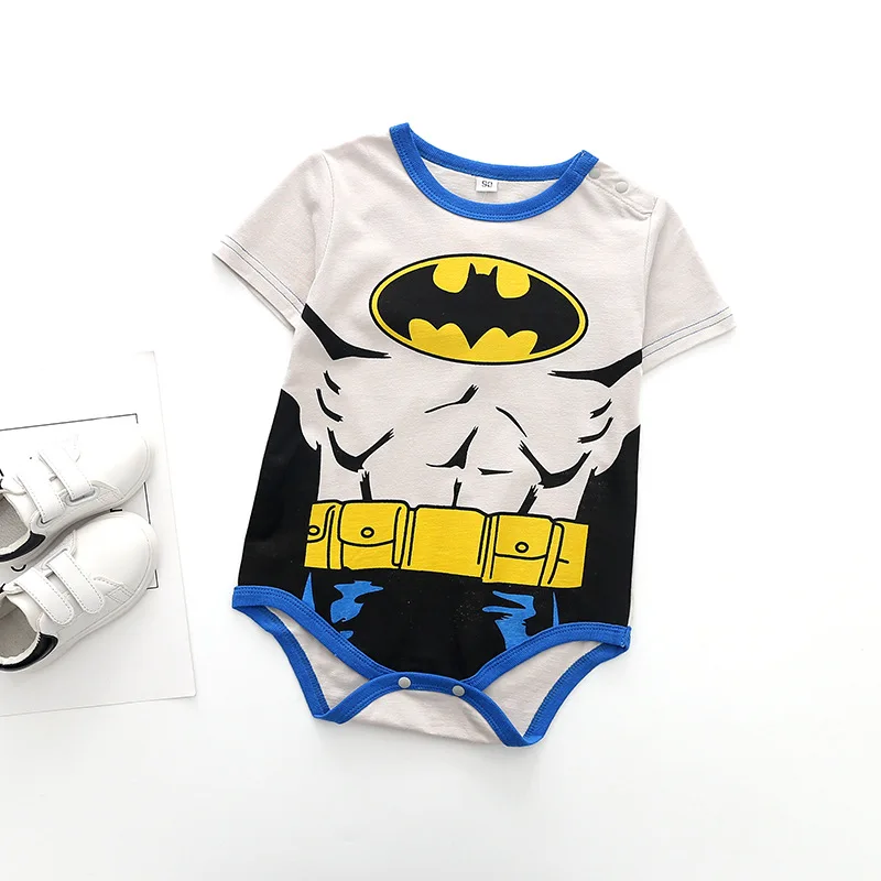 Летние детские комбинезоны с Суперменом, комбинезон для младенцев мальчиков девочек, комбинезон с короткими рукавами, одежда для малышей хлопковая одежда на возраст от 0 до 18 месяцев