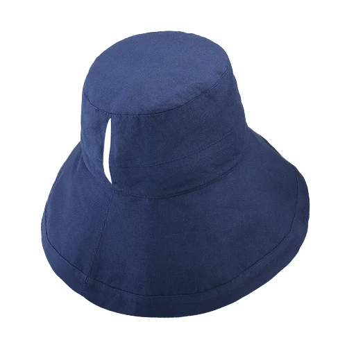 FURTALK, конский хвост, летние шапки для женщин, хлопок, лен, шляпа от солнца, женская панама, шляпа для охоты, рыбалки, пеших прогулок, шапка для девочек - Цвет: navy blue