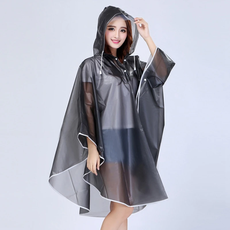 

M.J.D. Hot EVA Rain Jacket Women Waterproof Hooded Raincoat Poncho Outside Rain Coat Women Semi Transparent Bicycle Rainwear