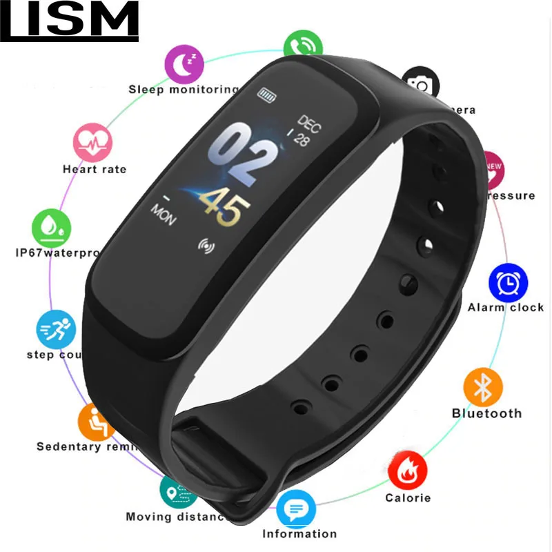

C1 Smart Bracelet fitness bracelet Dynamics Color Screen Waterproof Activity Heart Rate Monitor Blood Pressure Measurement Reloj