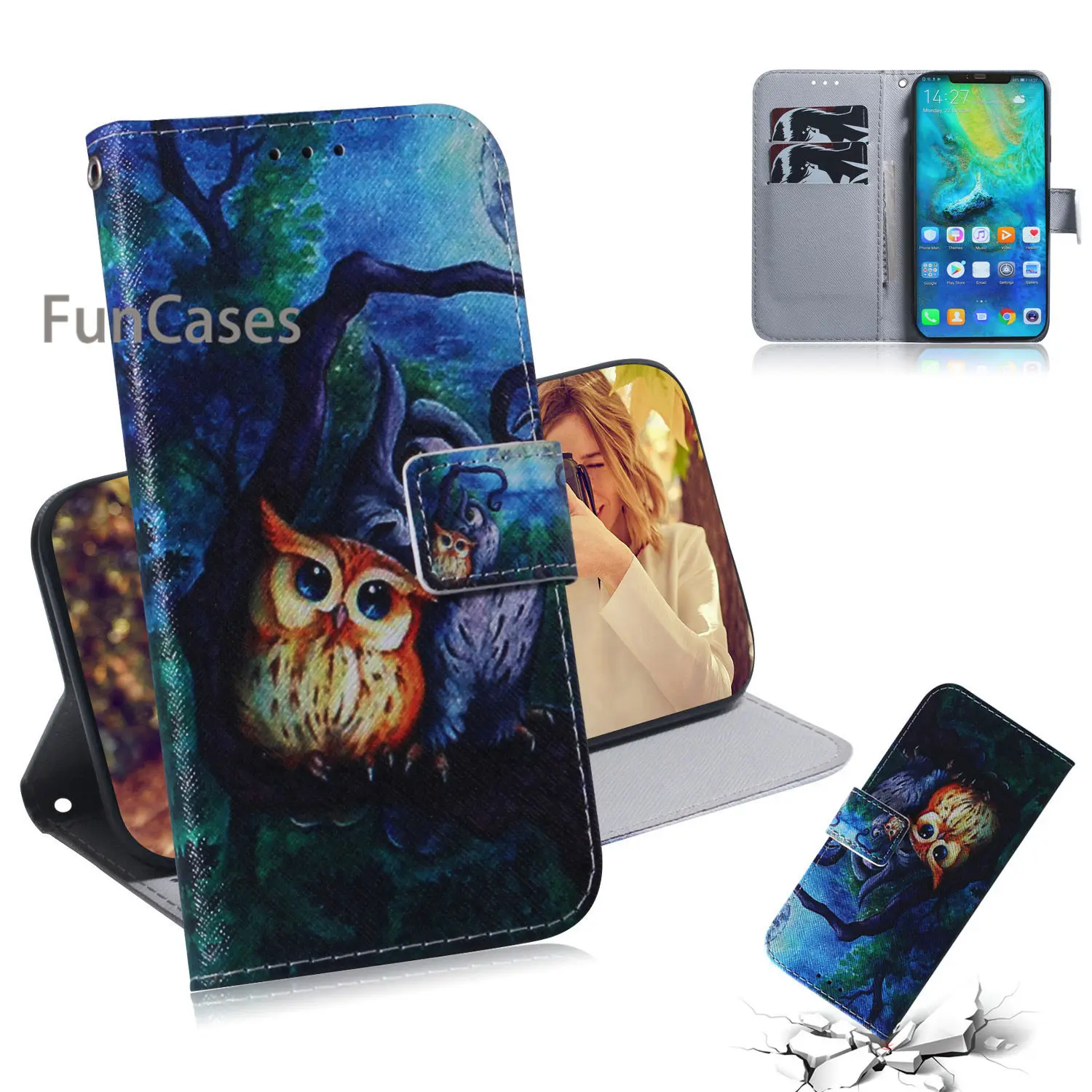 

PU Flip Cases For Huawei Nova 3 Mate 20 Pro P30 Honor V20 Lite X 4 P Smart 2019 Plus Enjoy 9S Z P20 8S Y5 Y6 Y7 Prime Y9 8C 8X