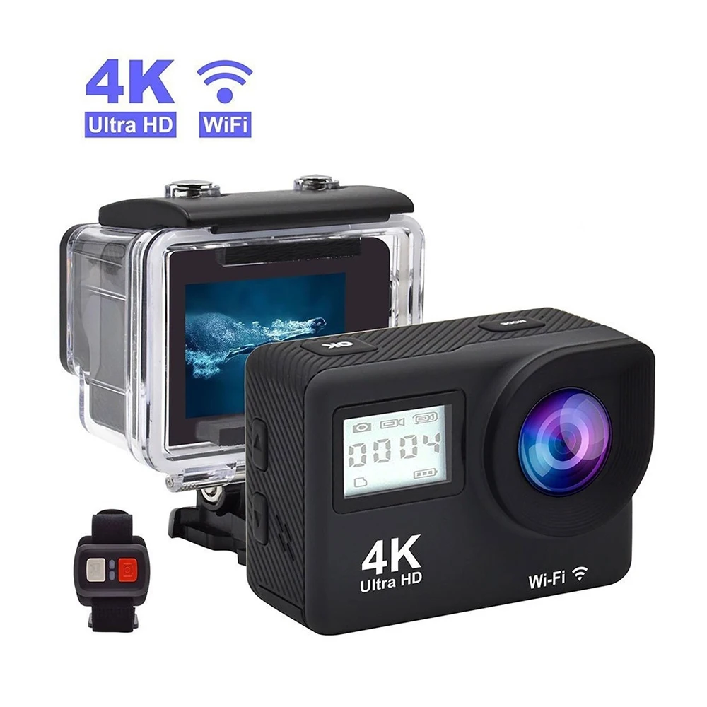 4K Экшн камера Wi Fi с двойным экраном Ultra HD 30M Водонепроницаемая спортивная