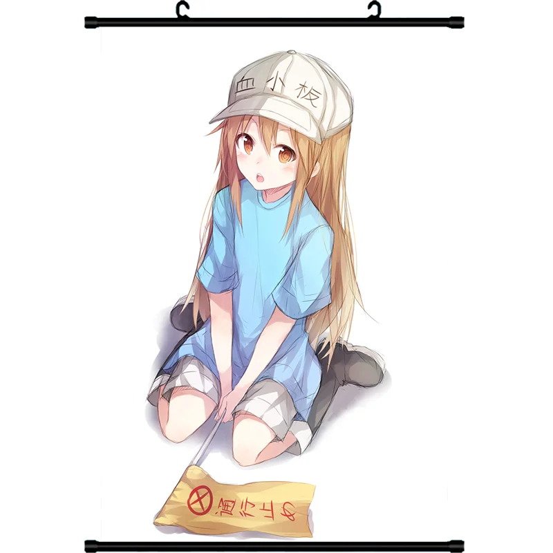 Японские Аниме ячейки на работе! Настенный свиток Hataraku Saibou для домашнего декора |