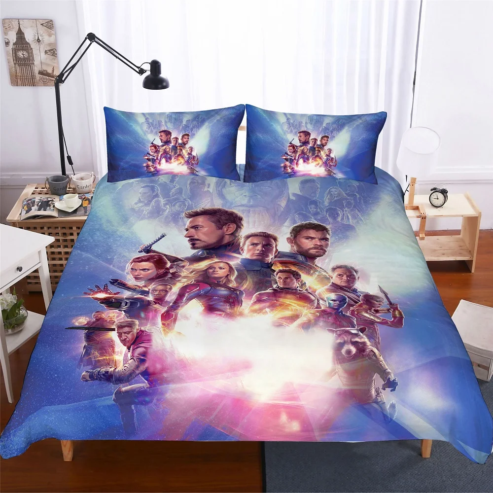 

Avengers Alliance Blue Galaxy Bedding Set with Light Super Man Print Microfiber Duvet Cover Set 3PCS+2 Pillowcase AU/EU/US Size