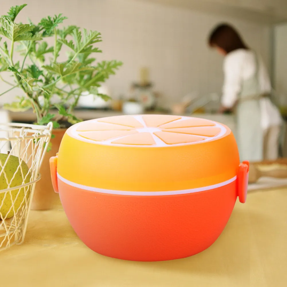 ASLT Creative Design Orange Lunch Bowl Cutlery Plastic Lunch Box Bento Storage Kids Bowl Food