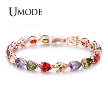 UMODE модный каплевидный цветной циркониевый Кристалл Браслеты для женщин розовое золото браслет ювелирные изделия Pulseras Mujer AUB0173