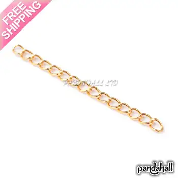 

304 Stainless Steel Extender Chains, Golden, 44x3mm