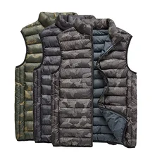 4XL Сверхлегкий для мужчин зимние ветрозащитные теплые камуфляжные куртка без рукавов жилет мужской открытый пеший Туризм Путешествия