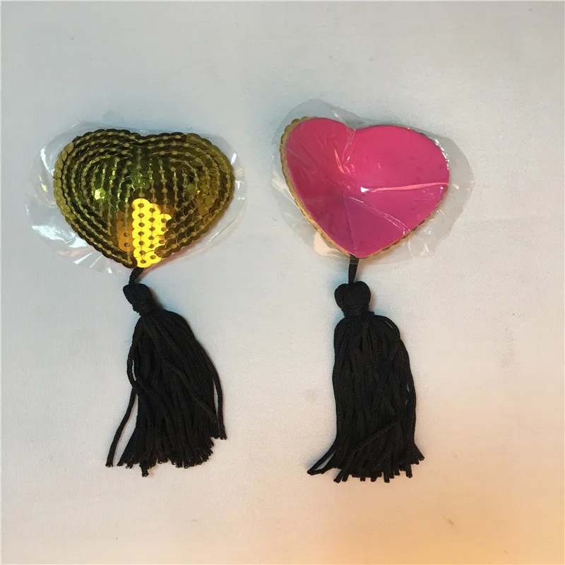 Сексуальные Sequin Tassel Heart-shaped self-липкие накладки на соски/Sequin нагрудные страсти