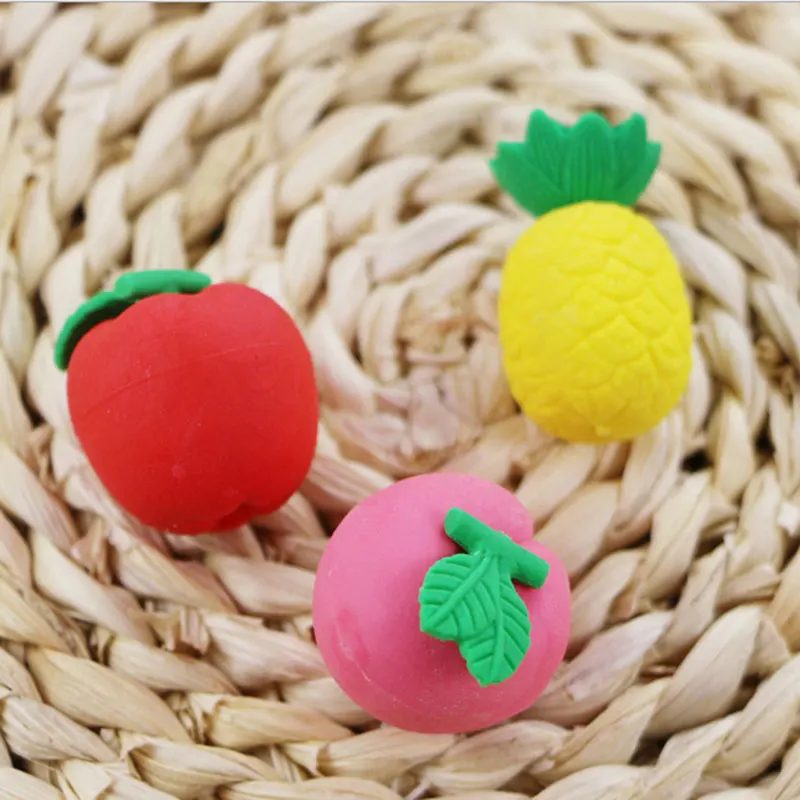

3pcs/lot kawaii stationery children cute cartoon Cute mini fruit eraser primary school prizes school Creative school supplies