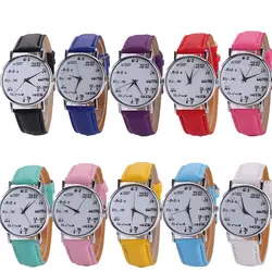 2018 Для женщин мужские часы с кожаным ремешком из искусственной кожи сплав Спорт кварцевые наручные часы