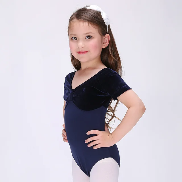 velvet short Sleeve Ballet Dress Dancer Gymnastic Leotard Girl Dance Kids Ballet Costumes For