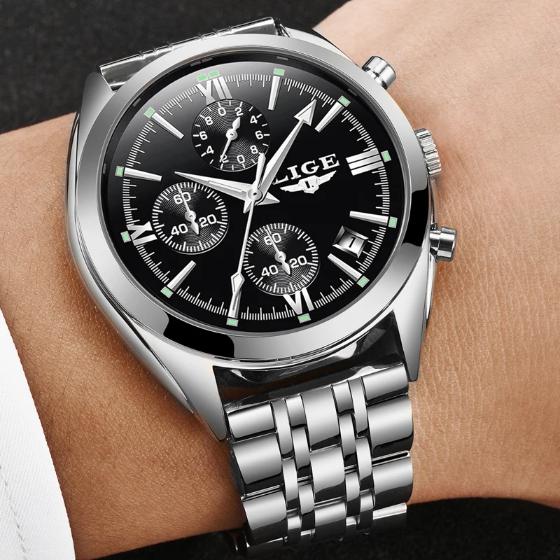 

LIGE Watch Men Fashion Sport Quartz Clock Mens Watches Top Brand Luxury Full Steel Business Waterproof Watch Relogio Masculino