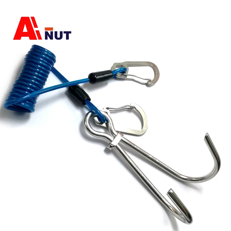 316 Stainless Steel Diving Double Reef Hook , Spring wire rope titanium alloy Snap Hook ,C030 04