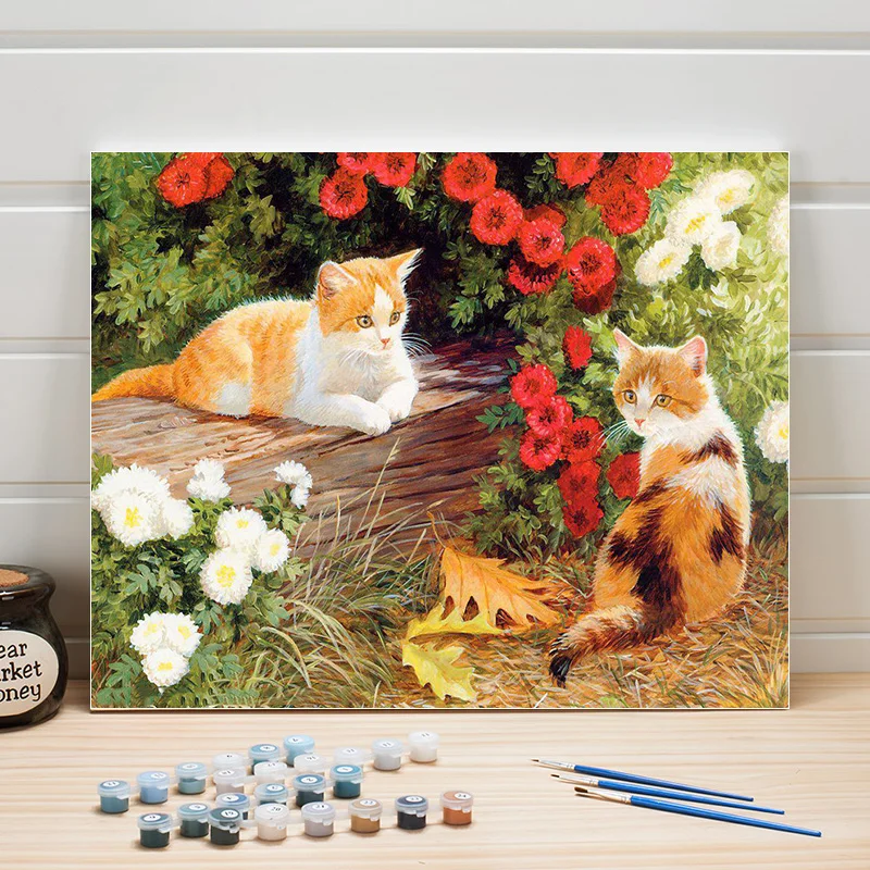 

Acrylic Paint By Numbers Flowers Package 40x50cm Cats Picture Painting On Canvas Wall Color Art For Living Room Decor Adults