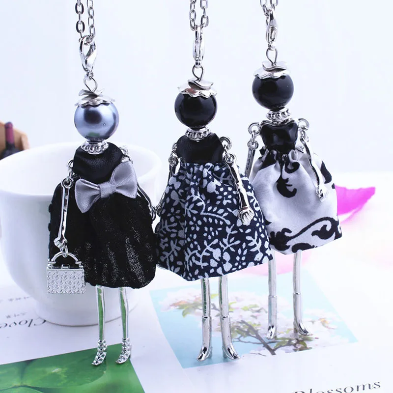 Fashion Women Cloth Doll Girl Pendant Long Chain Sweater Necklace Jewelry Gift 