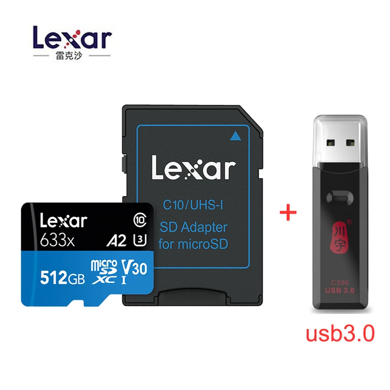 2018 оригинальный Lexar 95 МБ/с./с. 633x Micro sd карты 512 ГБ устройство чтения карт памяти Uhs-1 для Drone Gopro Dji спортивная видеокамера