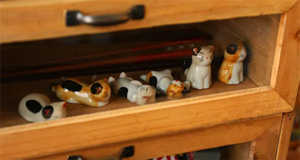 Cute Japan Lucky Cats Kitten Chopsticks Stand Rest Ceramic Figure Toys 6pcs - Buyer's Show 12