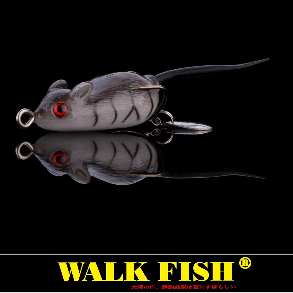 

Walk Fish 1Pcs 3D Eyes Soft Mouse Bait Bells Sound 5cm 10.5g fishing lure Frog Silicon Artificial Set Sea Swim Bait