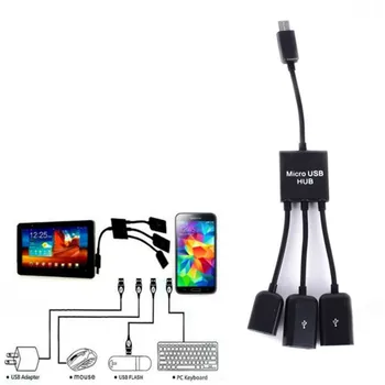 

Power Charging keyboard mouse card reader 3Port Micro USB OTG Hub Host Cable For Samsung Sony
