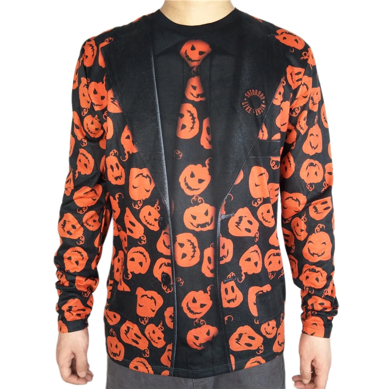 

Scary Jack O Lantern Printed Halloween Costume for Men Horror Jack O Lantern Halloween Costumes Long Sleeve Pumpkin T Shirt