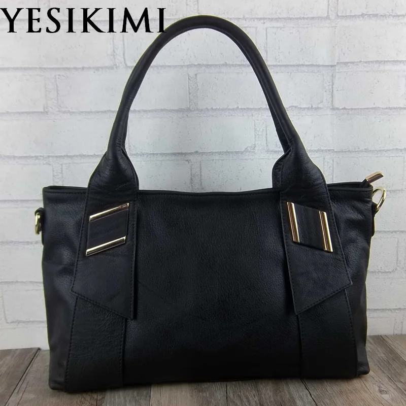 

YESIKIMI 2018 New Real leather Women's handbags Female Totes Zipper Closure Fashion Casual Shoulder Bag