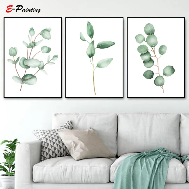 

Wall Art Canvas Painting Eucalyptus Printable Poster Watercolor Plant Print Green Botany Living Room Modern Home Decor
