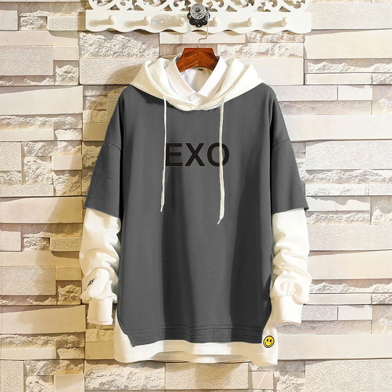 Harajuku модные негабаритные толстовки с капюшоном EXO Kpop Толстовка EXO WE ARE ONE K Pop одежда пуловеры топы хип хоп Уличная 5XL - Цвет: dark grey 2