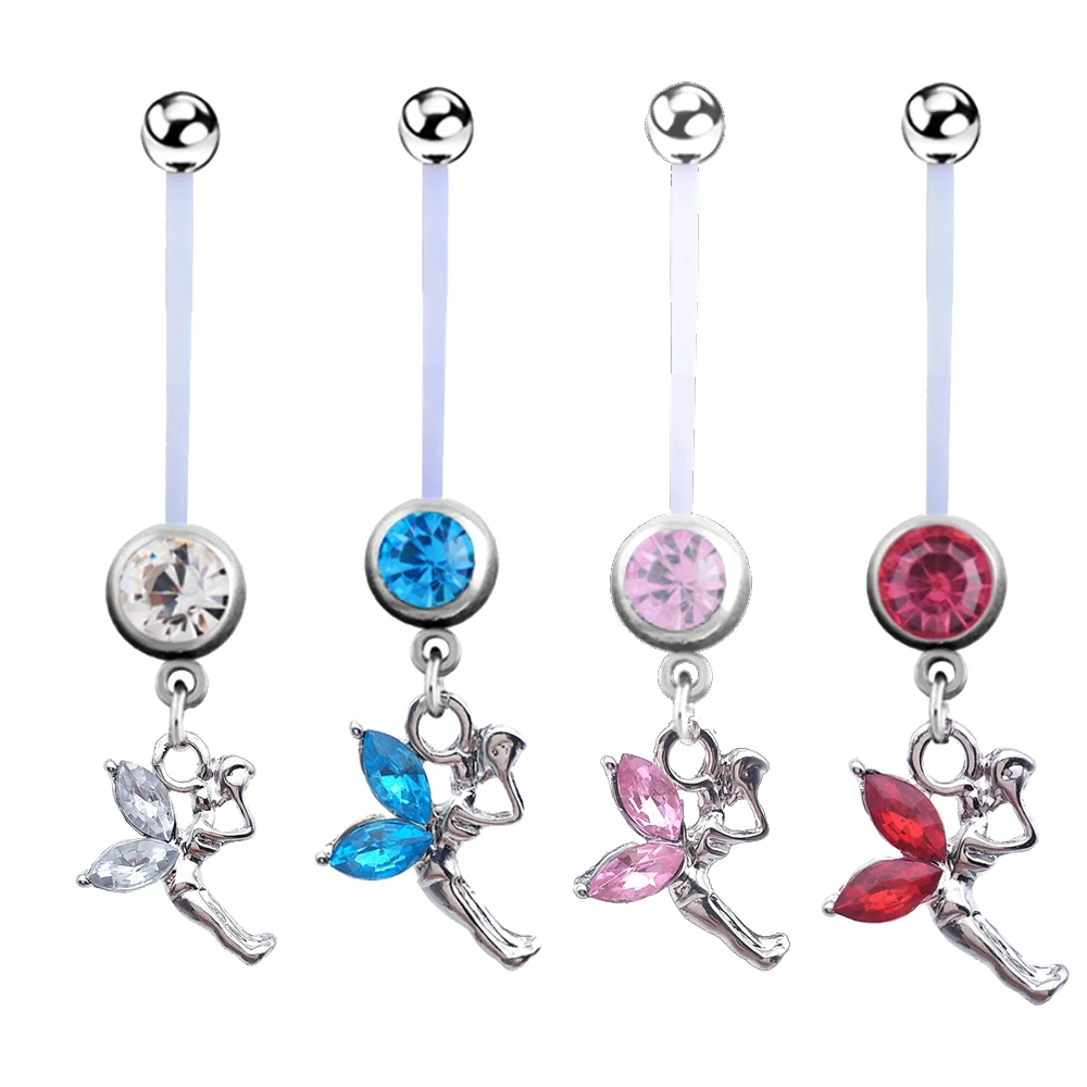 Rhinestone Piercing Flexible Belly Button Ring Barbell Body Jewelry Summer Style Pregnant Women Chains Plug | Украшения и