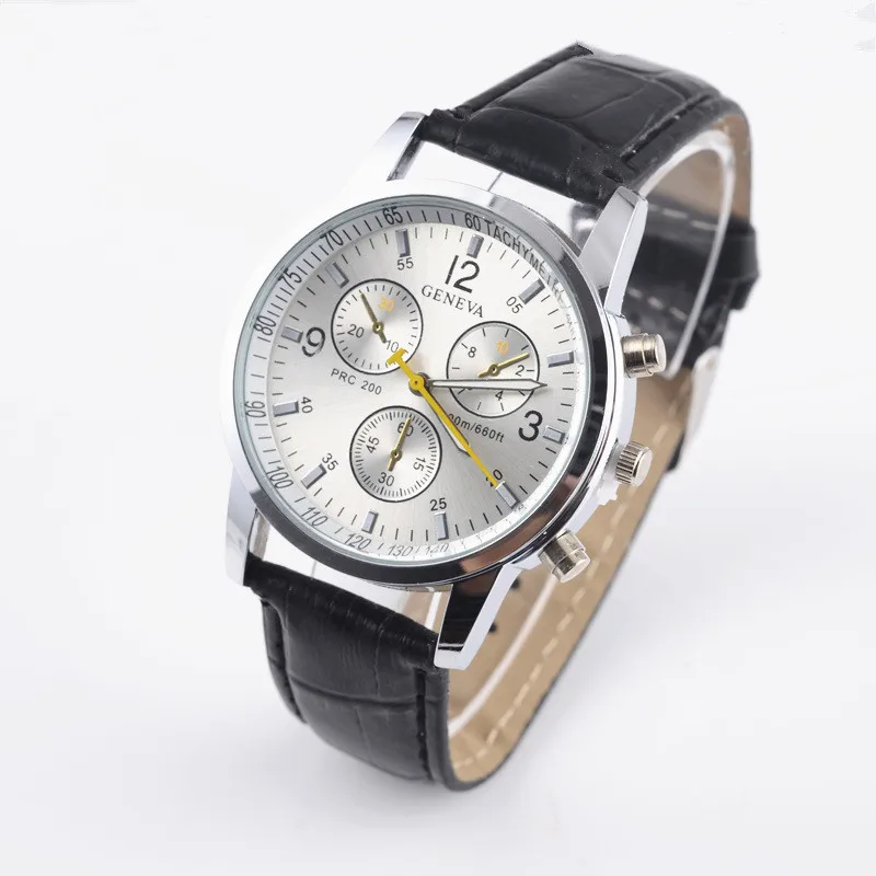2015 новинка люксовый бренд часы geneva мужчины кожаные ремни высокое качество мужской время oem дизайнер quartz watch