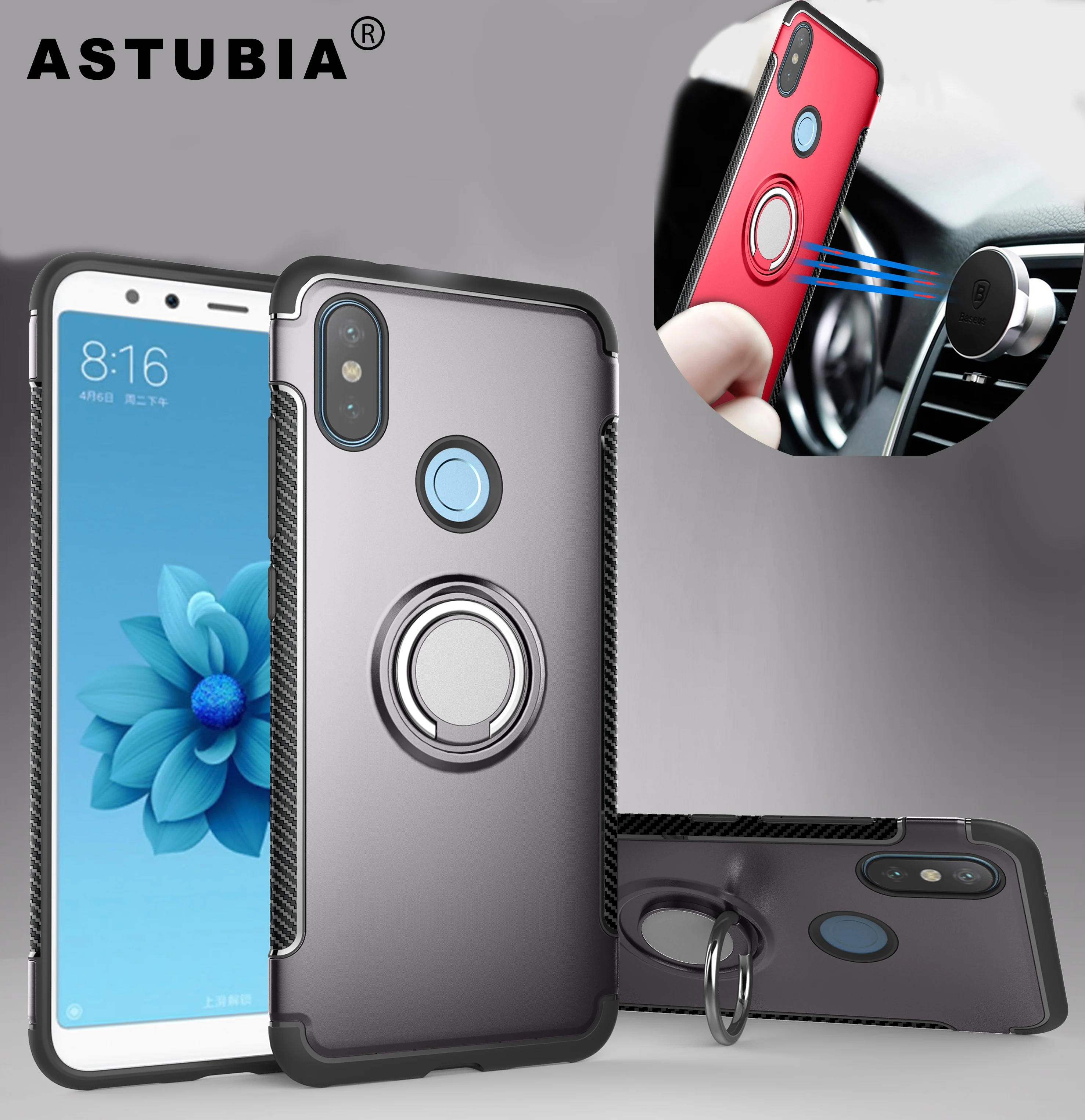 

3D Ring Case For Xiomi Xiaomi mi A2 Lite Case For Redmi 5 Plus Case Magnetic Armor Cover For Xaomi Mi 6X A2 5X A1 Redmi 6 Pro 6A