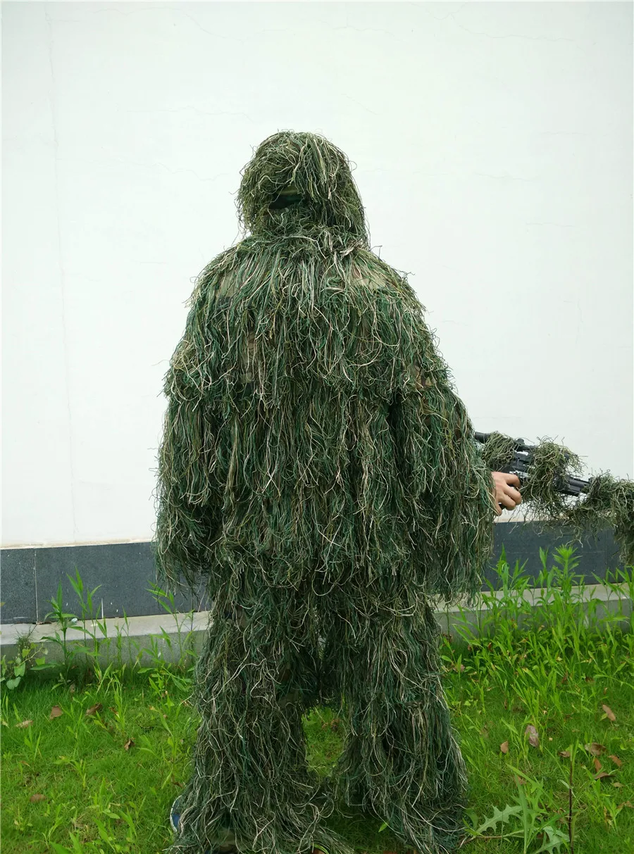 Лесной камуфляж Ghillie костюм трава Тип охотничья одежда, yowie Снайпер 3D бионная одежда костюм Добавить костюм большой размер для высоких людей