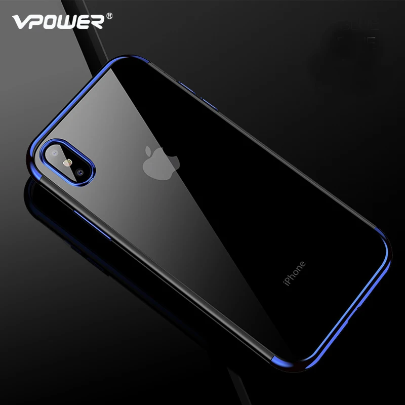 

Vpower Soft TPU Case for iPhone 8 Plus X XS XR XS Max Cases Ultra Thin Clear Plating Shining Case for iPhone XS Silicone Covers