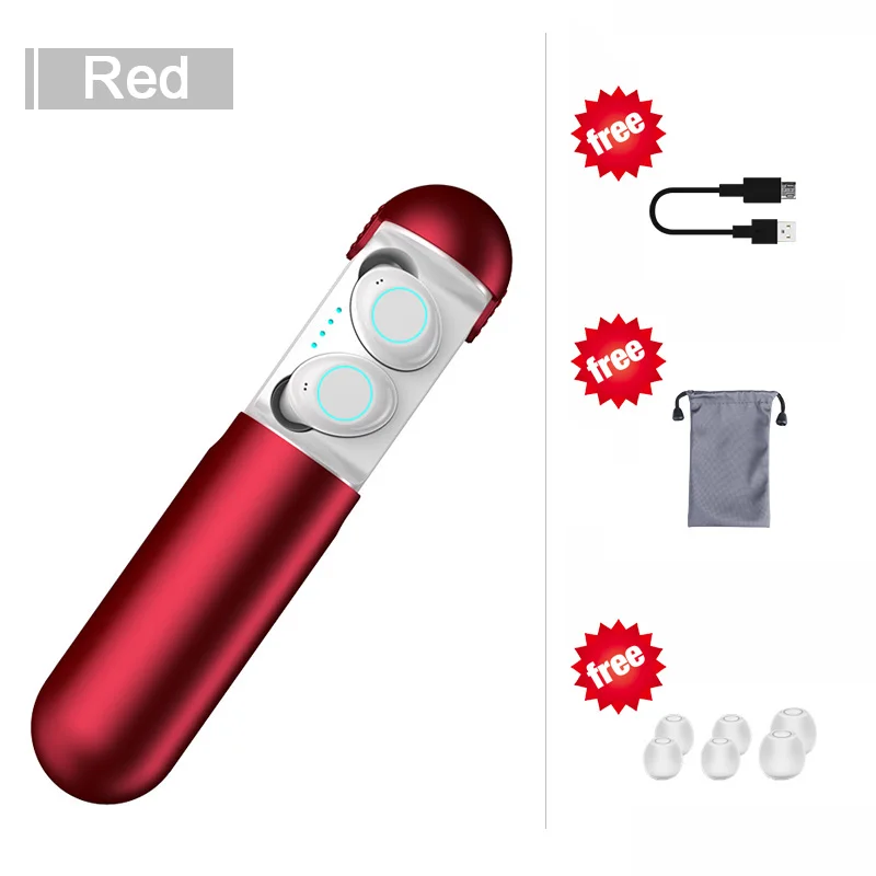 TWS Bluetooth наушники беспроводные наушники Bluetooth 5,0 наушники с сенсорным управлением гарнитура для всех смартфонов LJ-MILLKEY YZ254 - Цвет: Red