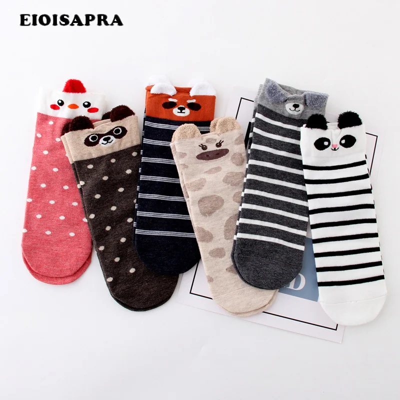 

[EIOISAPRA]Cute Panda/Pug Pattern Socks Women Cartoon Animals Meias Funny Socks Kawaii Piggy Sokken Calcetines Mujer