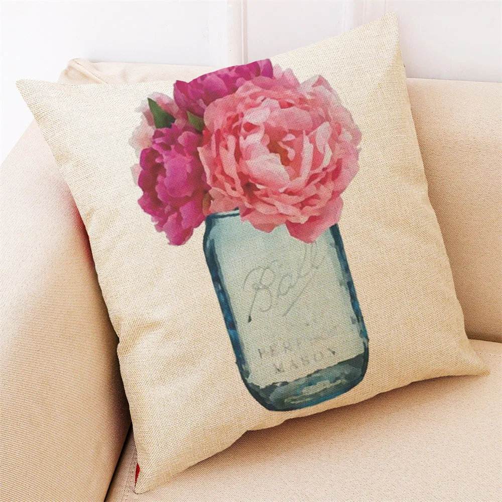 

Hello Spring Simple and fresh print Pillow Cover Linen Blend New And High quality Cushion Cover Throw Pillow Covers Home deco